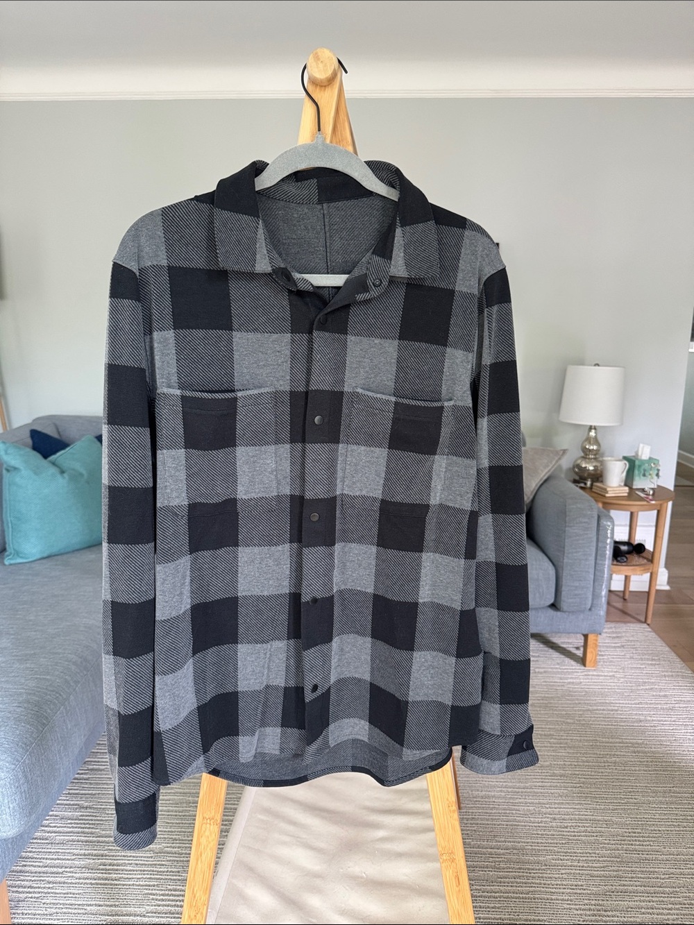 lululemon athletica Black & Gray Plaid Commission Button-Down Shirt